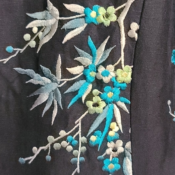 Liz Claiborne Womens Blazer Jacket Silk/Linen Blend Embroidered Sz 10 EUC READ - Picture 2 of 10